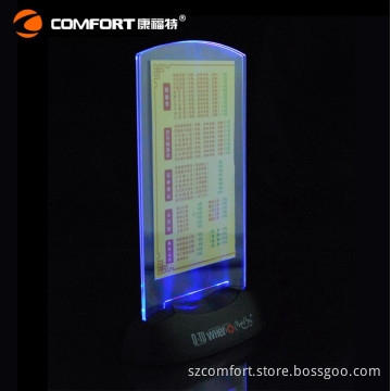 New LED light acrylic menu holder